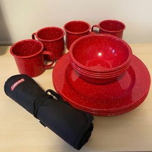 Vintage Coleman Enamel Camping/Picnic Set